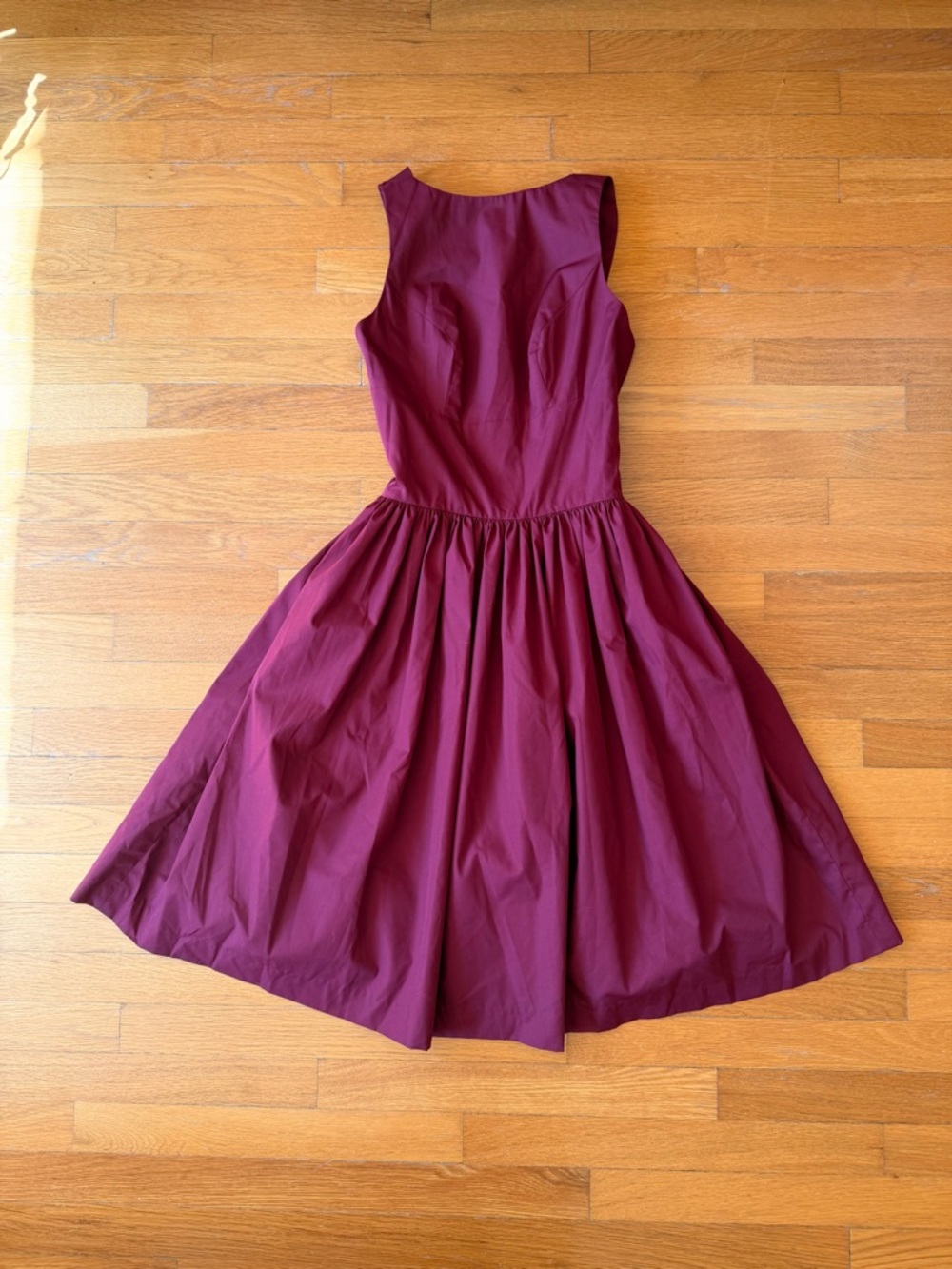 Sleeveless Burgundy Fit-and-Flare Dress